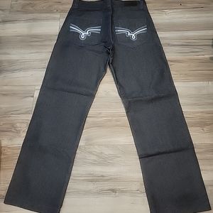 Vintage Y2K‎ Rich Kids Jeans Co Mens Black Baggy Skate Jeans 34X34 Blue Stitch